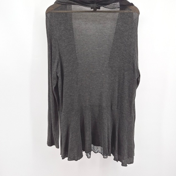 Vtg Y2K Cache Sheer Lace Trim Waterfall Cardigan Gray XL Lightweight Whimsigoth - Picture 8 of 14
